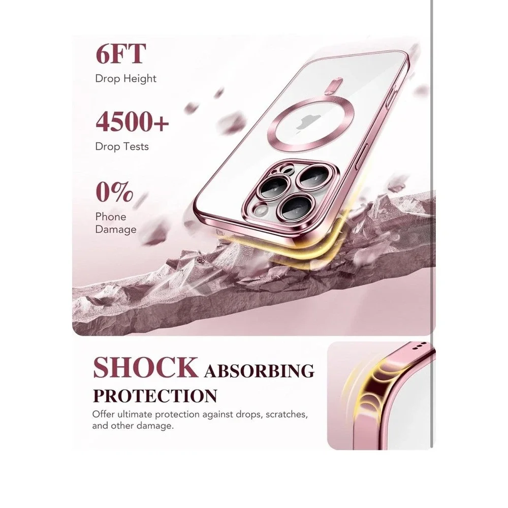 BERFY Magnetic for iPhone 16 Pro Case  Pink Compatible‎ With MagSafe